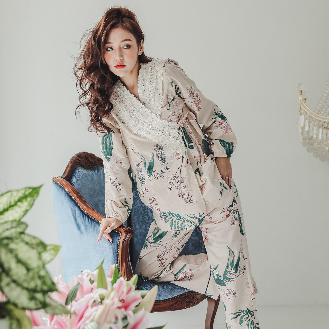 纯棉纱布和服月子服产妇春秋睡衣 lmsj服饰家居服套装