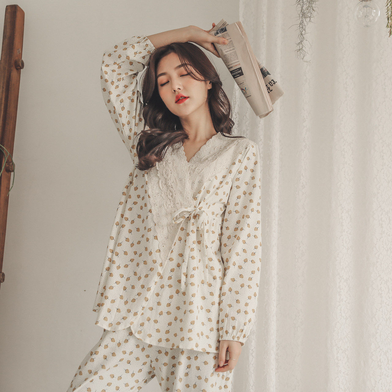 月子服哺乳春秋纯棉夏和服睡衣 lmsj服饰家居服套装