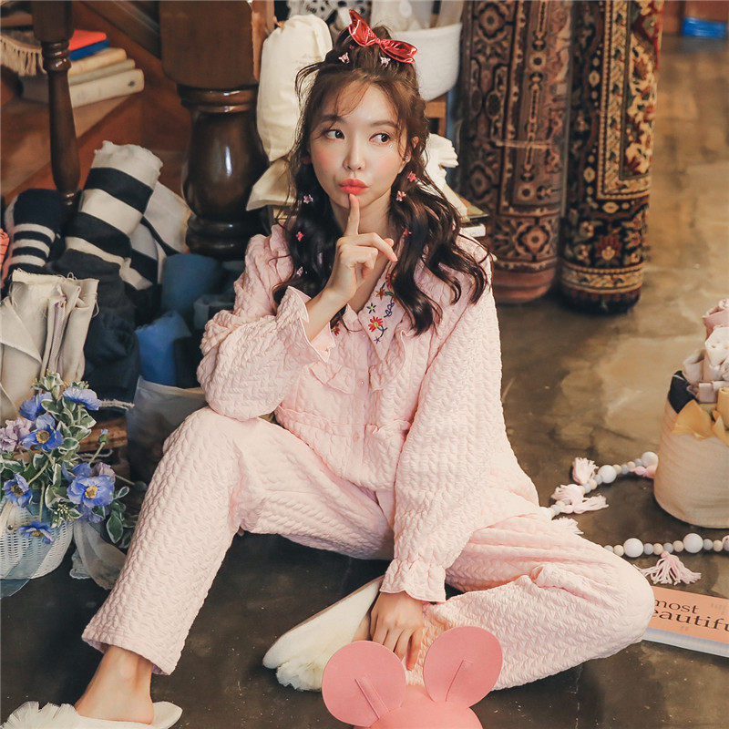 月子服里外纯棉空气棉秋冬季睡衣 lmsj服饰家居服套装