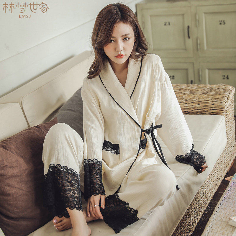 lmsj月子服春秋季纯棉纱布产后睡衣 lmsj服饰家居服套装