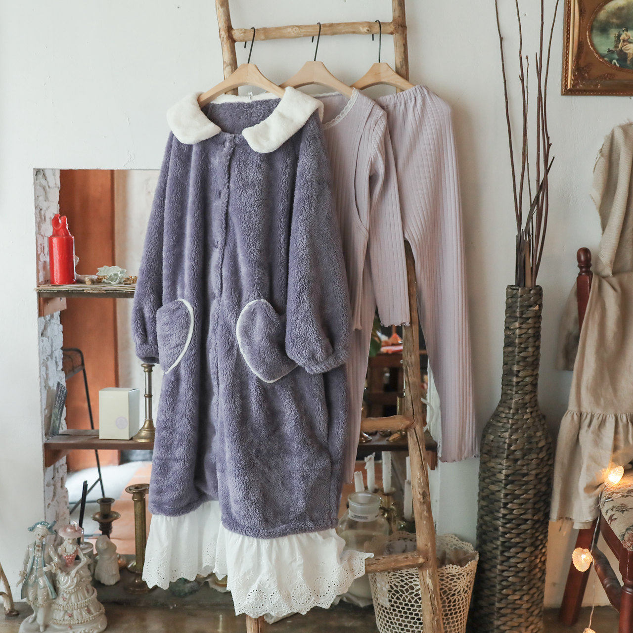 孕妇三件套装秋冬季加绒月子服睡衣 lmsj服饰家居服套装