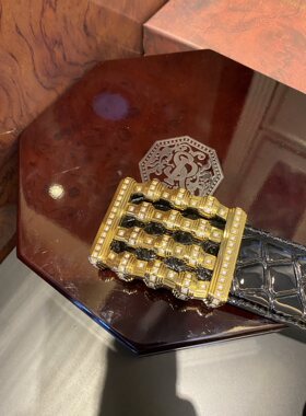 史蒂芬男士算盘扣牛皮不锈钢