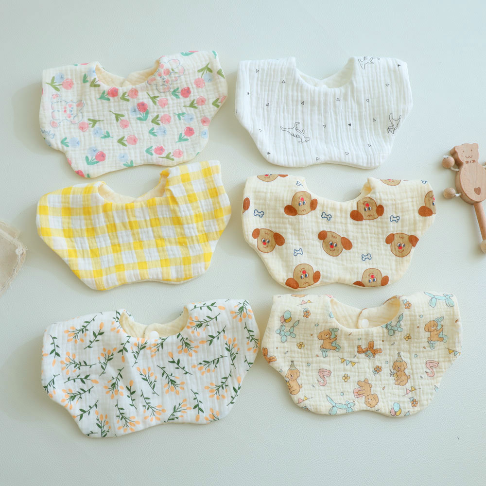 Baby lace bibs manufacturer wholesale printed newborn bibs 6-layer gauze anti-spitting baby saliva towel
