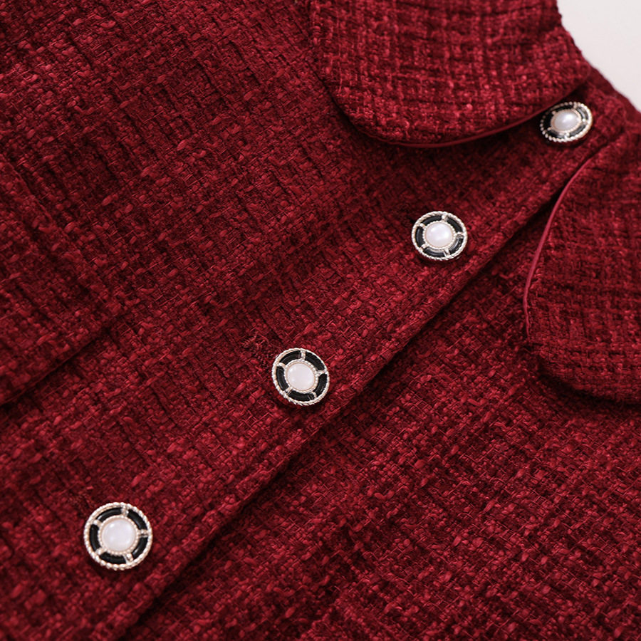 女童套装2025秋冬季新款儿童生日红色宝宝夹棉毛呢两件套年服代发,淘宝优惠券,粉丝福利购,淘宝优惠卷