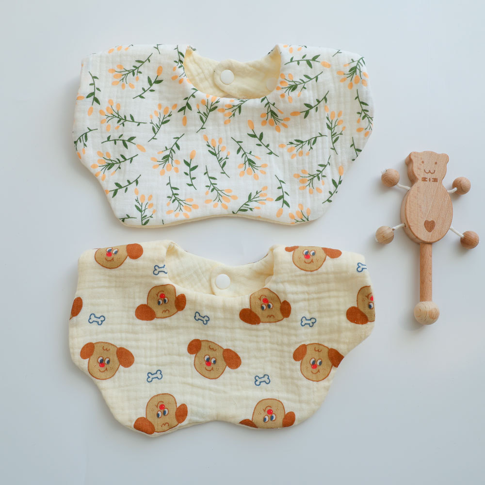 Baby lace bibs manufacturer wholesale printed newborn bibs 6-layer gauze anti-spitting baby saliva towel