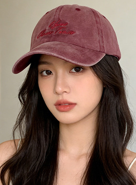 帽子女款2026新款灰色牛仔棒球帽防晒遮阳帽水洗做旧款刺绣鸭舌帽
