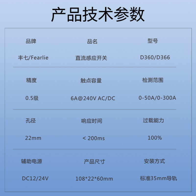 丰七牌电流传感器D360直流电流感应开关检测电流继电器联动控制器-图1