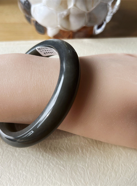 天然和田玉手镯烟紫玉径58原物实拍玉石手镯A货正品和田玉手镯子