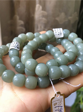天然和田玉手链老型珠且末蓝手串