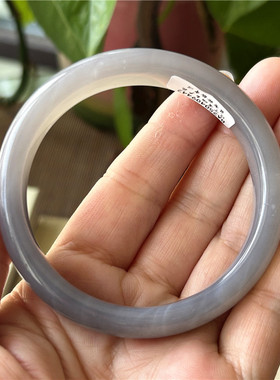 天然和田玉手镯烟紫玉径57原物实拍玉石手镯A货正品和田玉手镯子