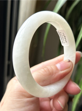 新货天然和田玉手镯白玉手镯宽版玉石手镯圆镯A货正品和田玉镯子