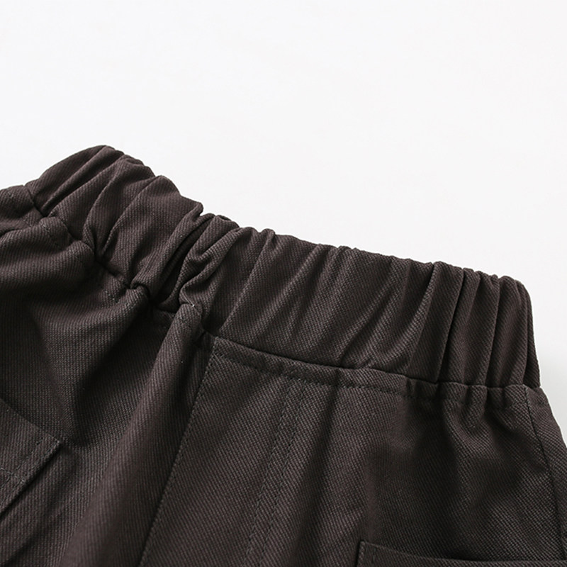 malwee春秋男童女童梭织长裤纯棉休闲裤中腰外穿宽松口袋童装裤子