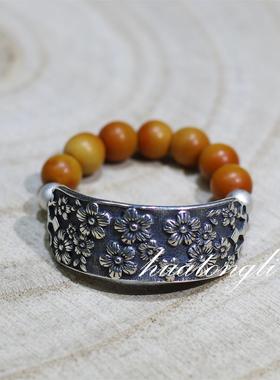 花桐里复古银小花戒指