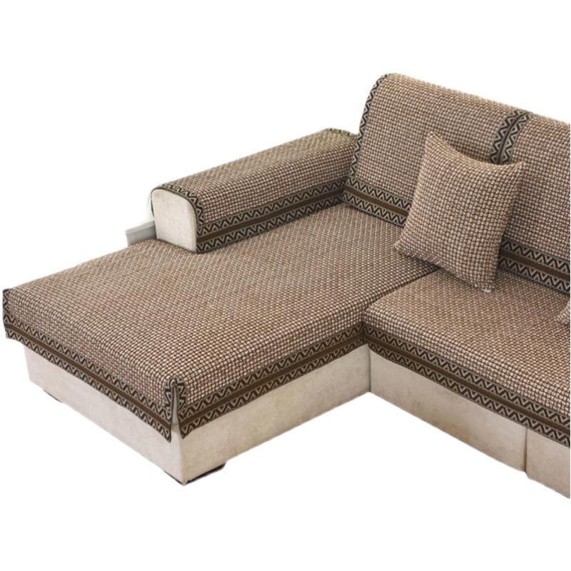 棉麻中式皮防滑沙发垫夏季座垫轻奢风四季通用简约现代沙发套罩