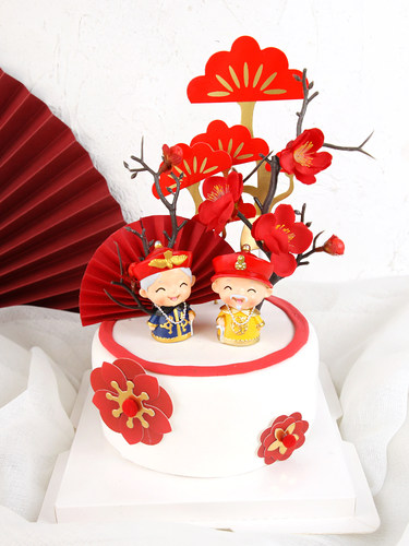 复古宫廷风皇爷爷皇奶奶摆件梅花枝插件甜品派对装扮生日蛋糕装饰 - 图3