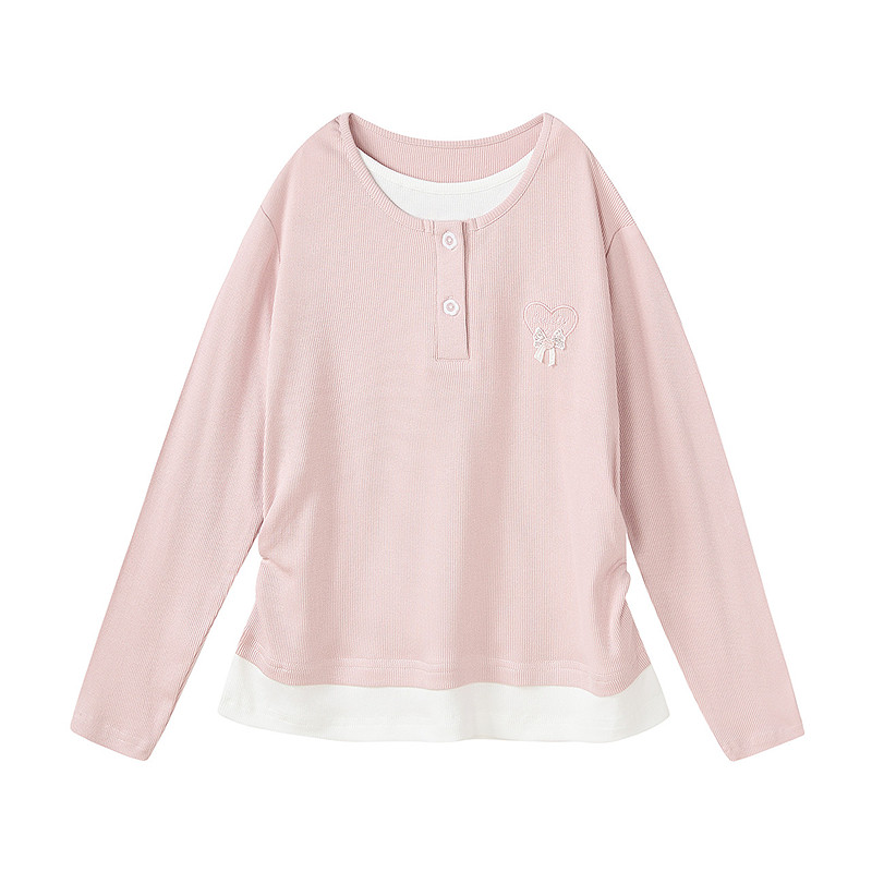 笛莎童装女童长袖T恤2025春季新款儿童女孩假两件圆领上衣打底衫,淘宝优惠券,粉丝福利购,淘宝优惠卷