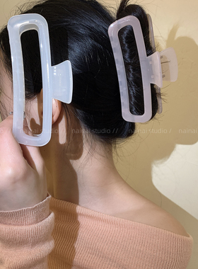 透明果冻粉色抓夹~超仙甜美少女心蝴蝶爱心大号后脑勺盘发鲨鱼夹A