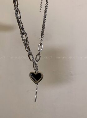 爱心流苏项链~钛钢不掉色！长款甜酷辣妹小众设计毛衣链卫衣链女A