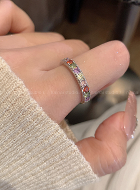 彩钻戒指~极细显瘦食指戒高级感轻奢小众设计2025秋季新款指环女A