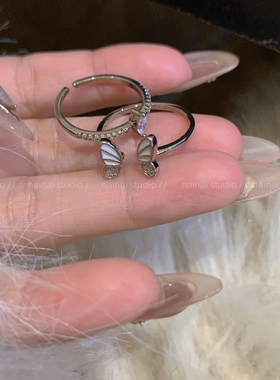 蝴蝶结戒指2只装~锆石超闪小众设计高级感指环2025新款食指戒女A