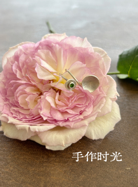 荷叶连连｜金农的荷 原创设计国风天然透辉石荷叶纯银戒指 朴蝉