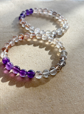 【流星追月】精选高品质天然黑金超紫水晶手串 朴蝉