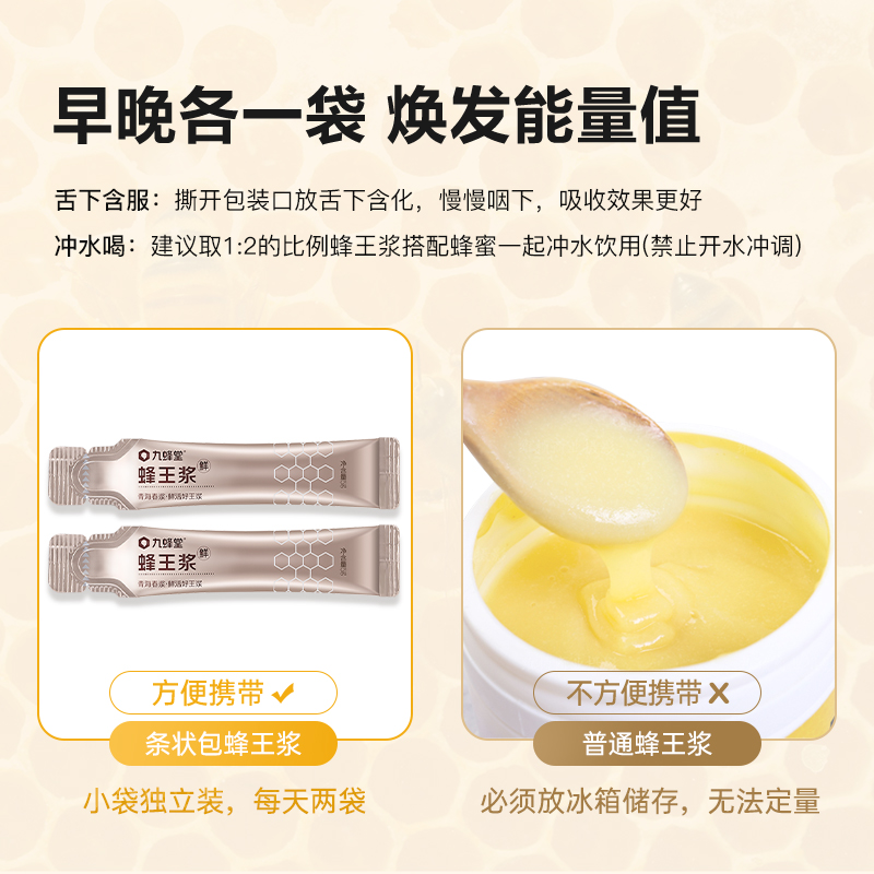 九蜂堂蜂王浆官方旗舰店天然正品5g*30条*2盒青海新鲜春浆蜂皇浆