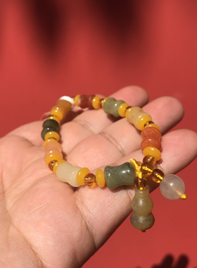 杭州五云山天然金丝玉节节高升女款竹节手链手串手饰