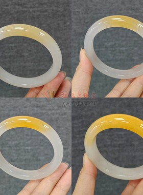 精品特色玉镯俏色一口糖手镯天然玉石飘花镯子一物一图52-65圈