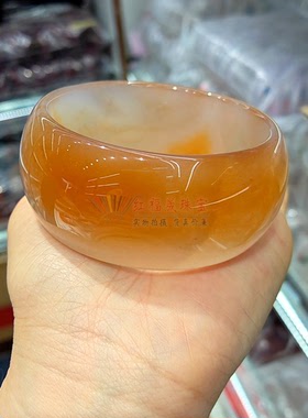 天然玉石轮胎宽版加厚红瑙手镯