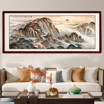 Pure Hand Painted Country Painting Landscape Painting Office Hung Painting Living Room Decoration Painting Taishan Sunrise Picture Leaning Against Mountain Background Wall Mural Painting