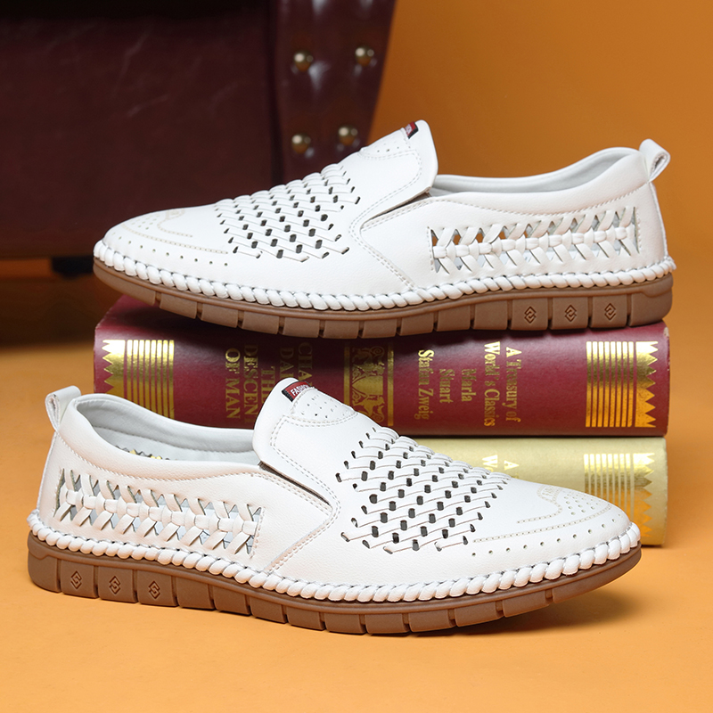 夏季真皮男凉鞋镂空透气男士休闲皮鞋冲孔皮凉鞋网眼驾车防滑鞋子,淘宝优惠券,粉丝福利购,淘宝优惠卷