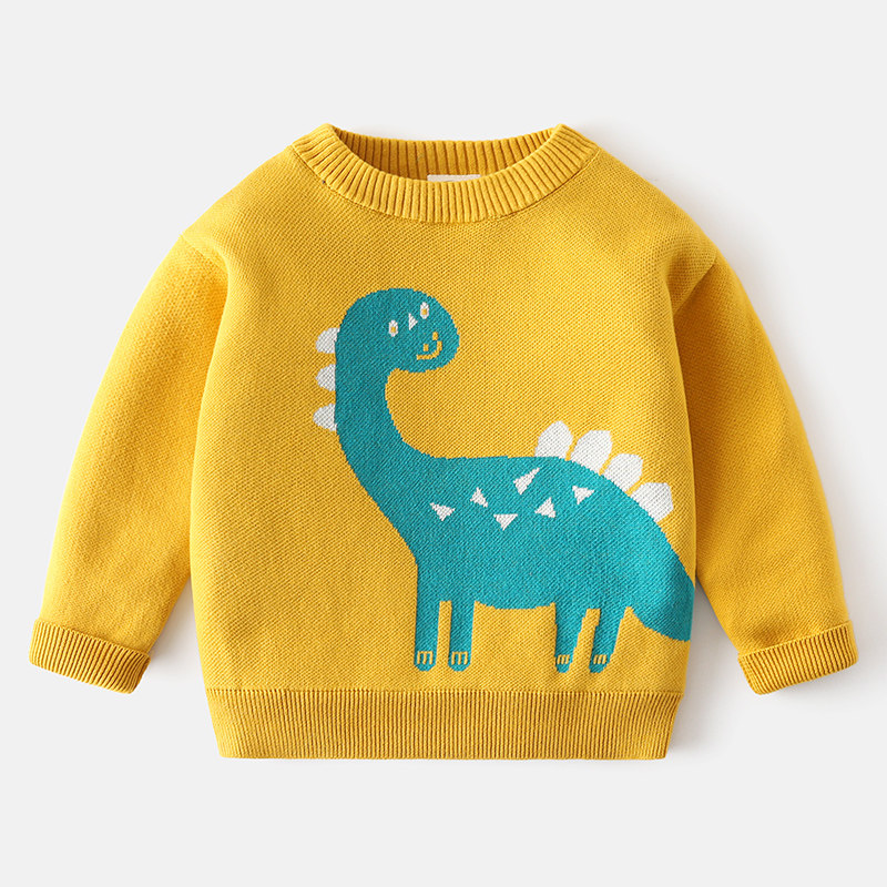 卡通恐龙儿童毛衣薄款宝宝纯棉针织衫套头春秋新款童装男童毛线衣