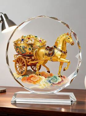 2026马年水晶万马奔腾招财摆件