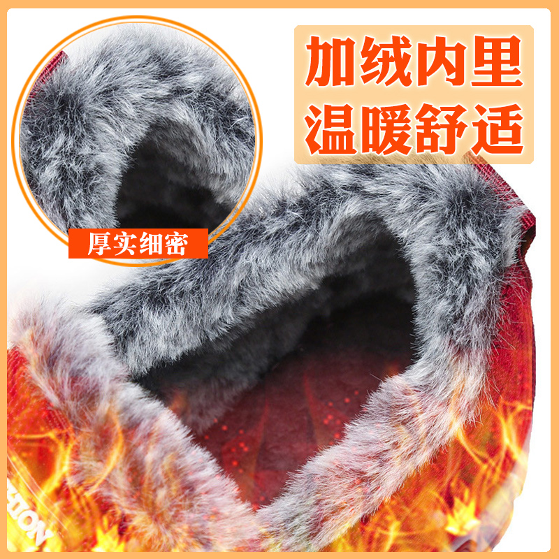 休闲布鞋女秋冬款加绒妈妈鞋运动休闲中老年棉鞋防滑老人奶奶鞋
