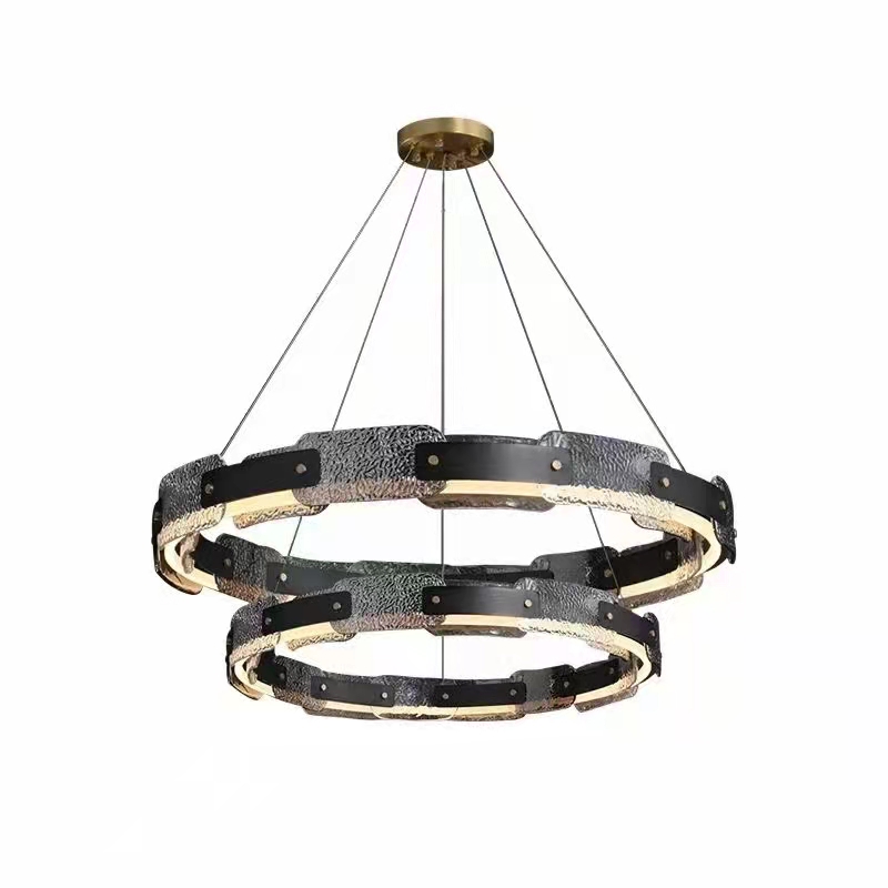 工厂后现代轻奢客厅玻璃圆形样板房卧室设计师环形创意吊灯客厅吊 - 图3