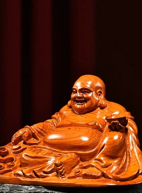 木雕摆件弥勒佛实木质雕刻佛像家居客厅办公寺庙开业供奉工艺礼品