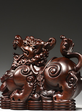 风水摆件黑檀木雕貔貅摆件