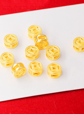 保色沙金小钱币编绳手链配珠diy