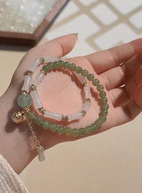 云水谣新中式竹节和田玉手串复古高级感南瓜串珠手链纯手工礼物