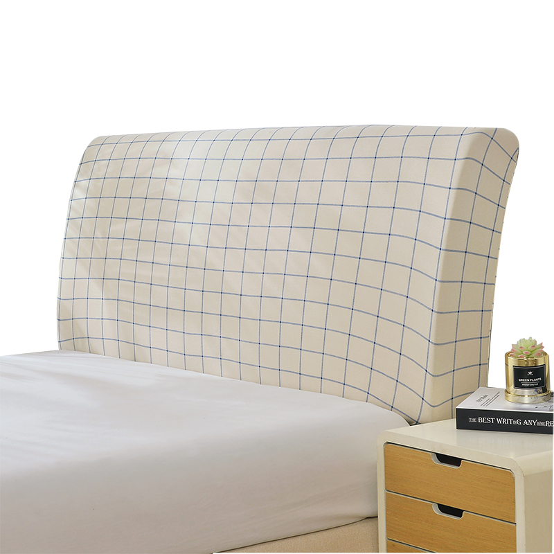 简约格子全包万能弹力床头罩套布艺皮床1.5木板床1.8米弧形防尘罩