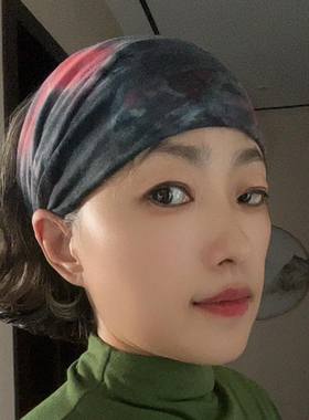 扎染弹力发带女遮白发头饰护额压发头带运动头巾包头帽宽边头箍女