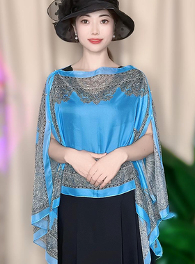 夏季印花防晒披肩女2025新款时尚洋气雪纺海滩遮阳薄款沙滩巾纱巾