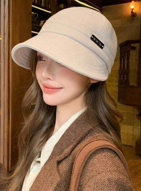 秋冬季保暖帽子女2026新款显脸小时尚洋气百搭加厚赫本风鸭舌帽女