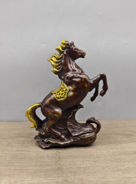 鎏金骏马摆件马到成功紫铜精致雕刻中式客厅办公室招财家居摆件