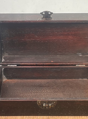 仿古檀木雕贝壳龙凤呈祥扣盖首饰盒文玩收藏实木收纳盒28x15x10cm