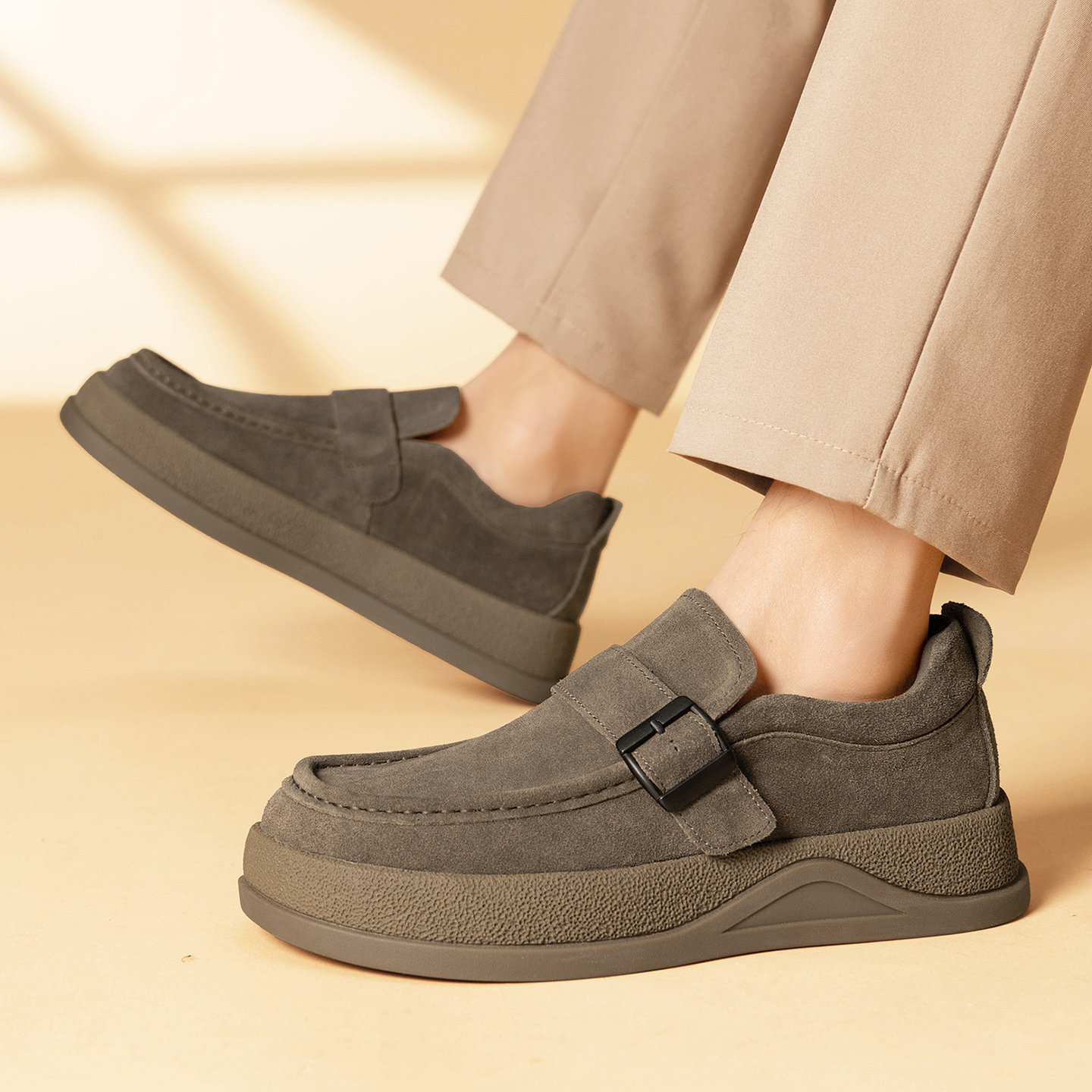 豆豆男鞋冬季翻毛皮休闲皮鞋2026新款复古懒人工作厚底舒适勃肯鞋,淘宝优惠券,粉丝福利购,淘宝优惠卷