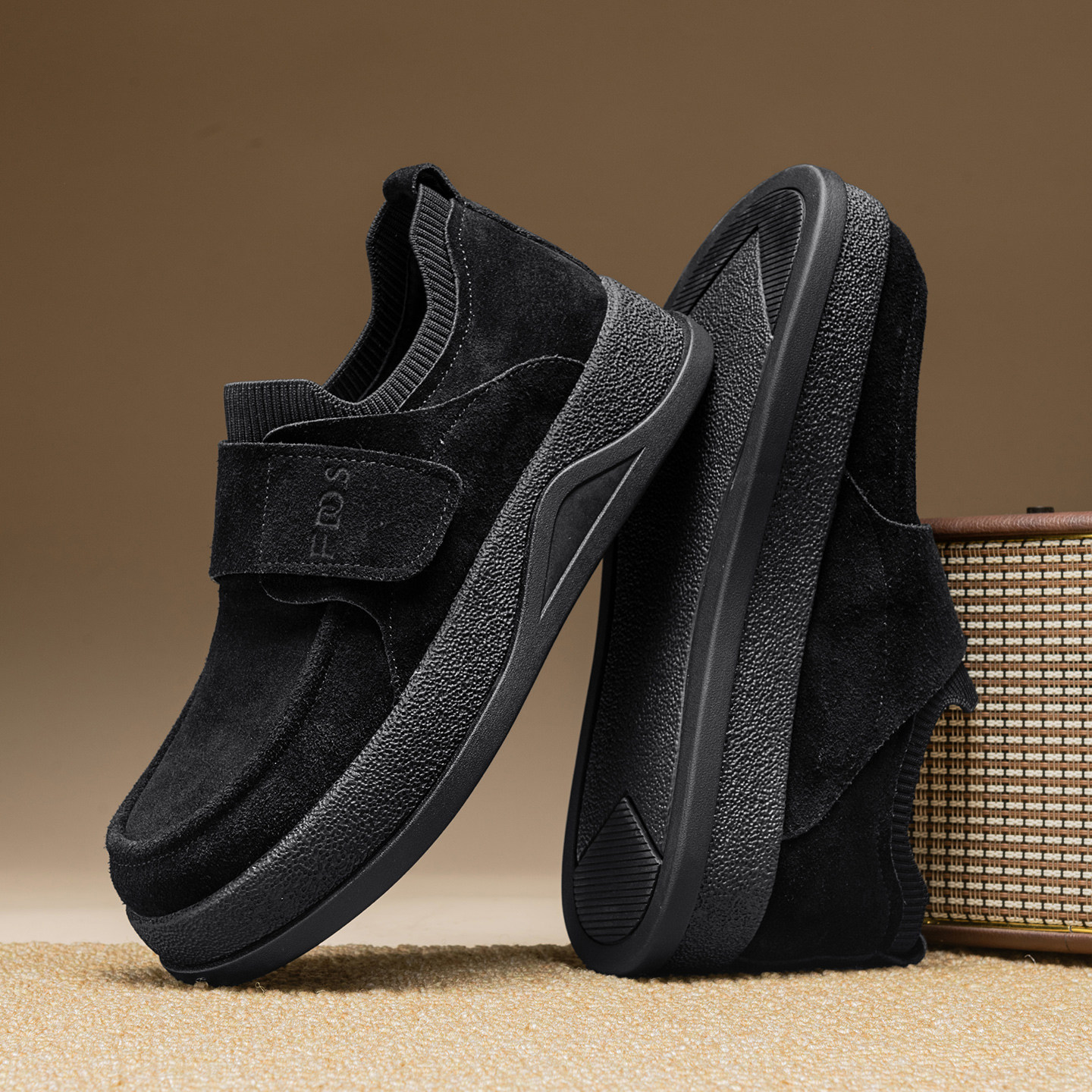 勃肯男鞋冬季翻毛皮休闲皮鞋软底开车上班工作魔术贴乐福豆豆鞋,淘宝优惠券,粉丝福利购,淘宝优惠卷