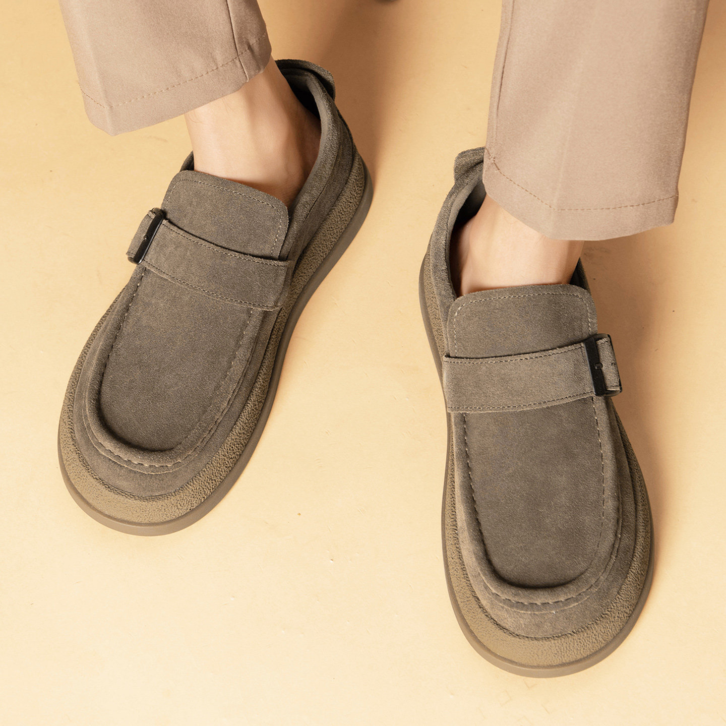 豆豆男鞋冬季翻毛皮休闲皮鞋2026新款复古懒人工作厚底舒适勃肯鞋,淘宝优惠券,粉丝福利购,淘宝优惠卷