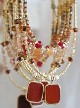 「流金韵彩」新中式国风敦煌配色项链女款百搭中国风手工串珠锁骨